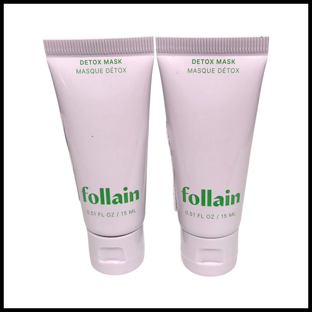 Follain Detox Mask Duo 0.51 fl oz 15 ml Each Travel Size Clean Beauty Set of 2